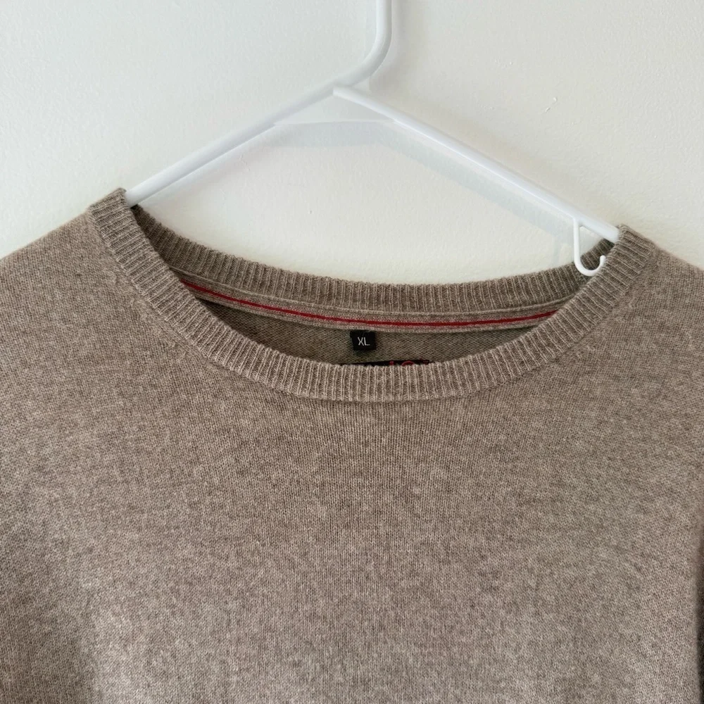 Imagine design Men’s 100% cashmere crew neck sweater brown long sleeve SZ XL